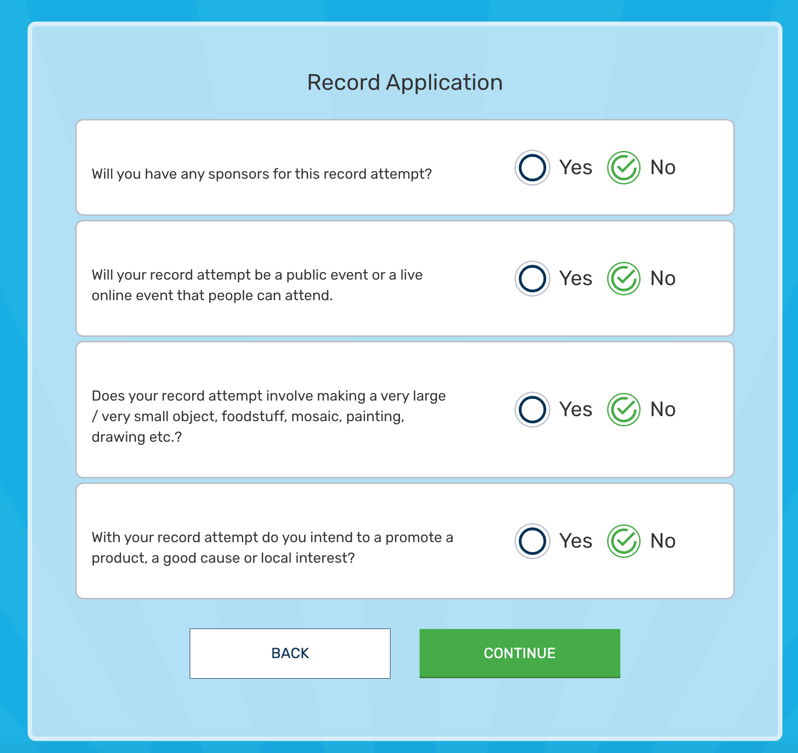 Application questionnaire