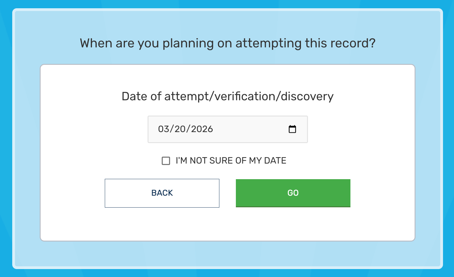 Setting the record attempt date